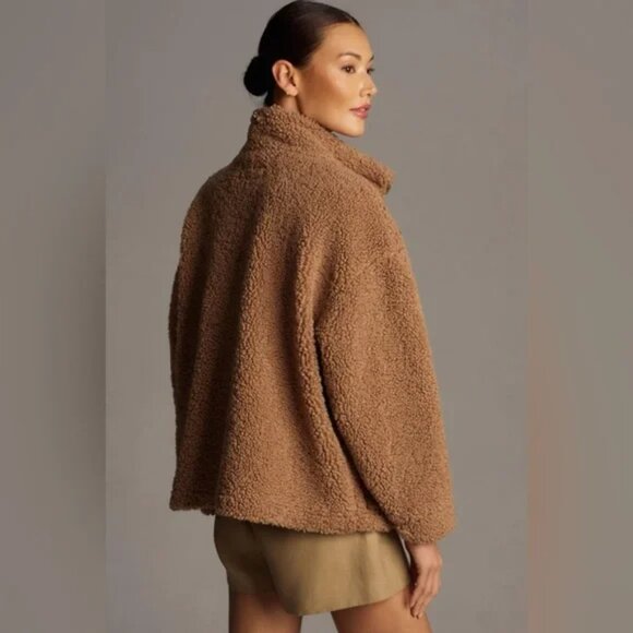 Blank NYC Fuzzy Wuzzy Corduroy Sherpa Mix Trucker Jacket Brown Tan Size Small - Picture 4 of 10